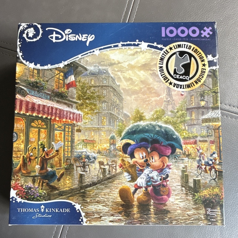 Disney Thomas Kinkade Mickey & Minnie in Paris 1000-Piece Puzzle Limited NEW!